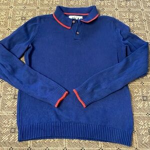 MINI BODEN 11-12 years Collared French Navy Cotton Blend Boys Sweater